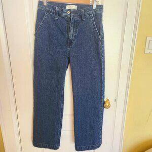 Abercrombie & Fitch High-Rise Straight Leg Jeans - Dark Blue